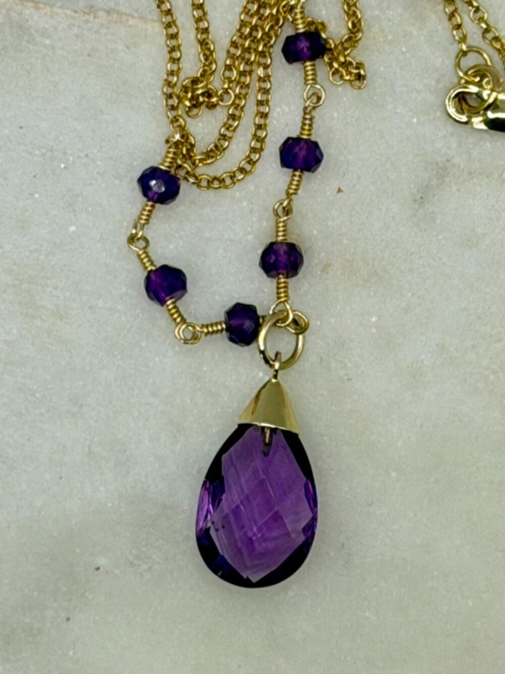 Jewelmak amethyst teardrop pendant necklace